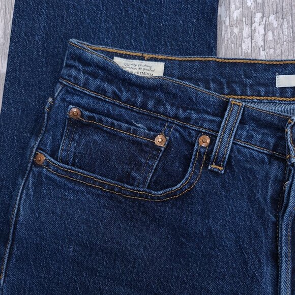 Levis Premium Jeans Womens 30 Big E Wedgie Straight Ankle Dark Blue Denim - Picture 5 of 10